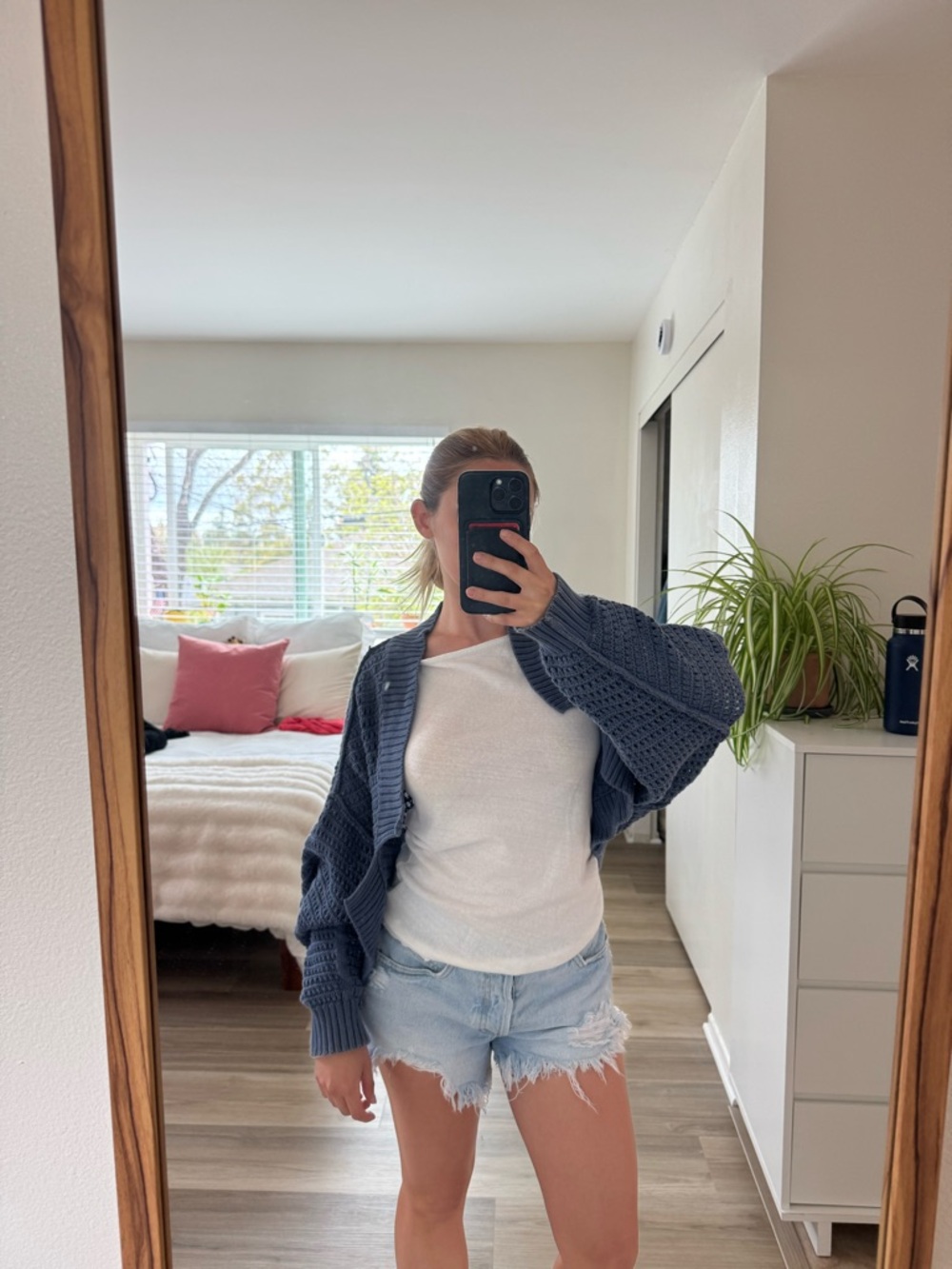 We The Free Open-Knit Slate Blue Cardigan